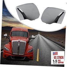 Pair Hood Mirror Covers with Driver and Passenger Sides Fit for Kenworth Chrome