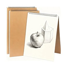 3 Pack A3 Sketchbook, 16.5 x 11.7 Inch Top Spiral Bound Sketchpad, 30 Sheets/...