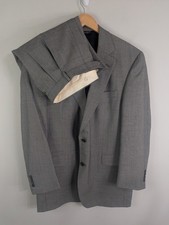Jos A Bank Suit Men's 43L Gray Waist 36x30 Wool Cuffed Pleated