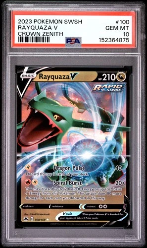 2023 POKEMON SWORD & SHIELD CROWN ZENITH #100 RAYQUAZA V PSA 10