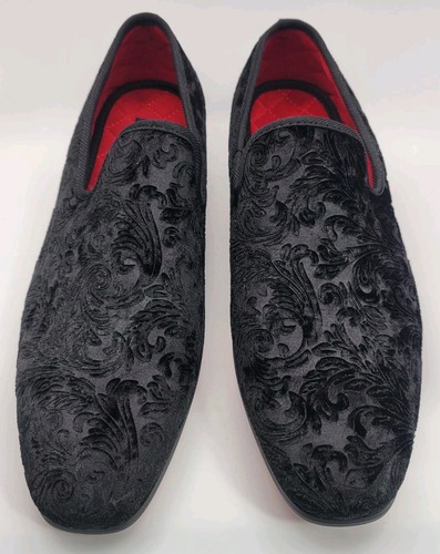 Mocassini La Milano Broderick II uomo 9 nero velluto pantofole fumo scarpe eleganti - Foto 3 di 12