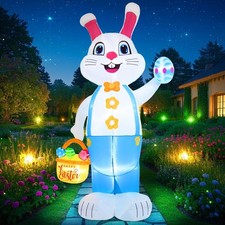 6FT Easter inflatables Bunny Outdoor Decorations LED Lighted Blow Up Rabbit