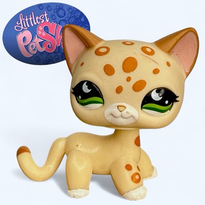 LPS Littlest Pet Shop #852 Cream Tan Brown Spotted Shorthair Cat Leopard #2 