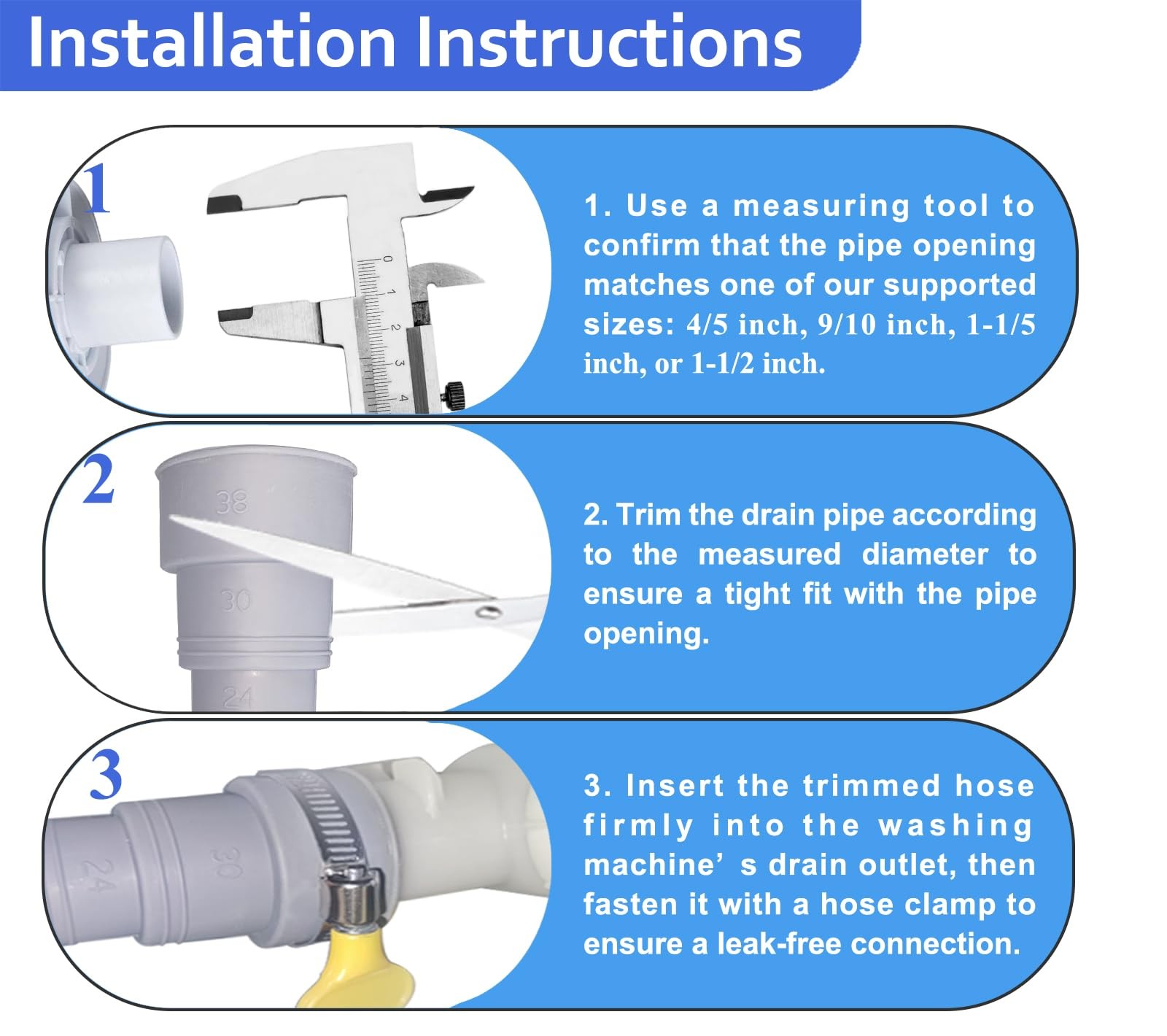 6.5ft Washing Machine Drain Hose Extension Kit - Universal for Washer, Dishwa...