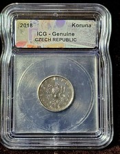 ICG Slab Graded Genuine 2018 CZECH REPUBLIC 1 KORUNA COIN  20MM  CZECH LION