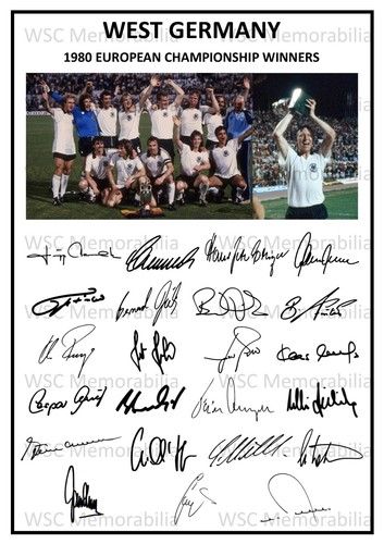 12724. Germany World Cup 1974 Signed Team Picture Sheet PRINTED - AUTOGRAPHS A4