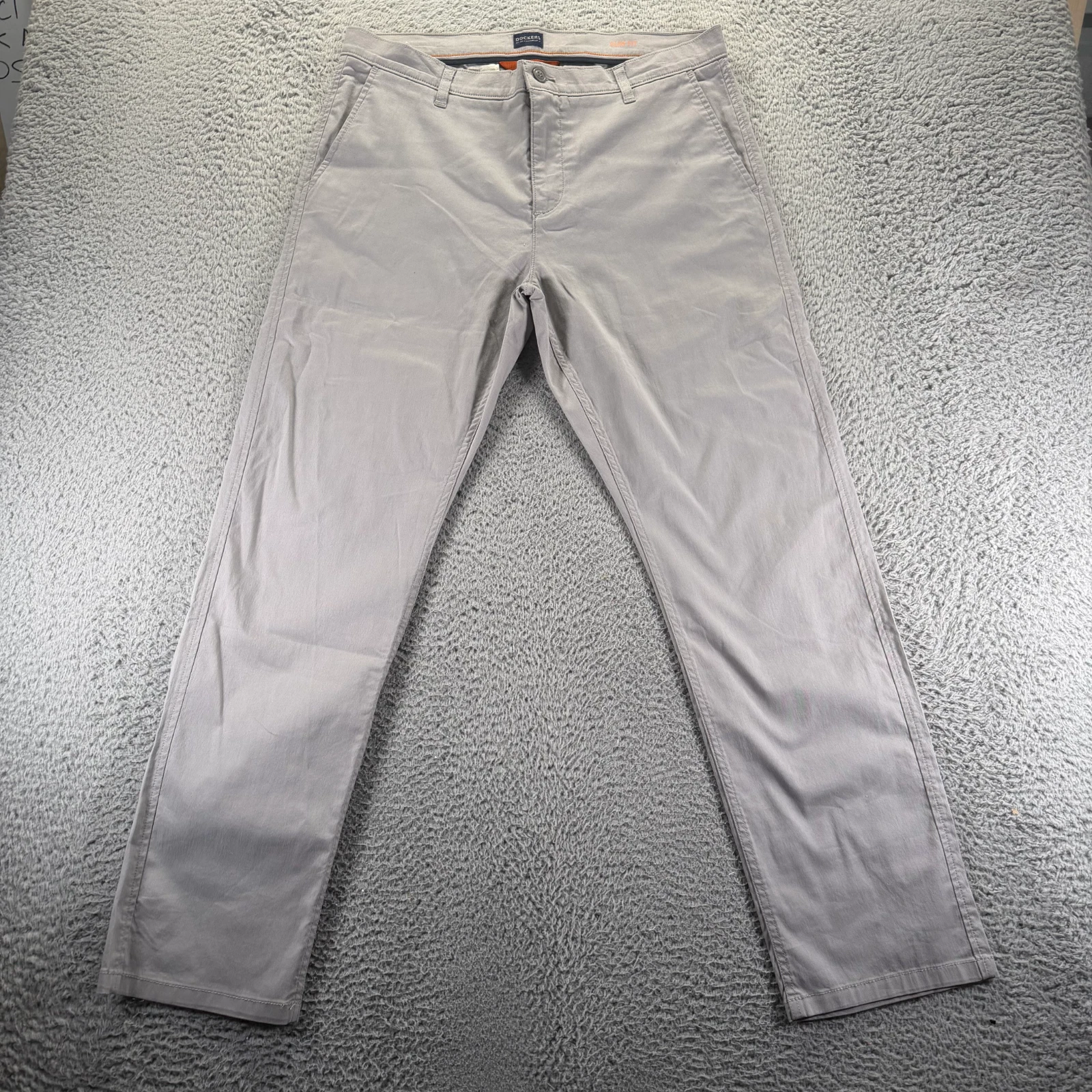 Dockers Pant Mens 36x32 Gray Cotton Khakis Straight Leg Workwear Utility Travel