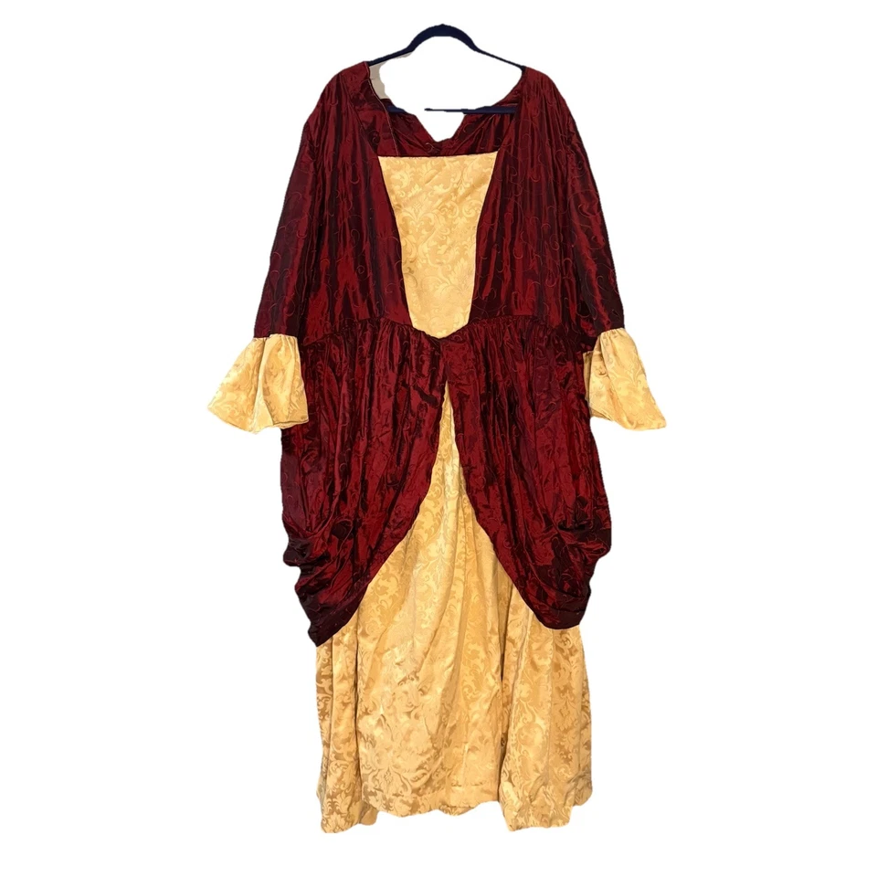 Women’s Renaissance Medieval Gown Dress Handmade Plus Size 2X / 3X Maroon Gold - Image 2 of 4