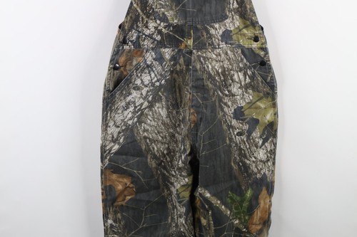 Vtg 90s Streetwear Boys Large Faded Mossy Oak Camouflage Overalls Bibs Cotton - Picture 3 of 19