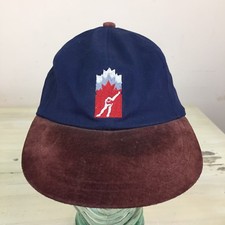 CANADA SPEED SKATING - Blu Navy vintage anni 90 con Bill & Strapback in pelle scamosciata marrone