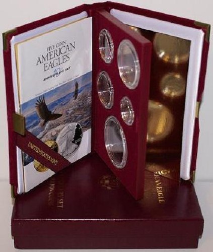 1995-W 5 Coin 10th Anniver. Gold & Silver Eagle Original Mint Packaging-No Coins