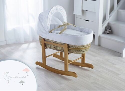 Kinder Valley I Love You To The Moon And Back Palm Moses Basket ONLY NEW - Picture 1 of 4