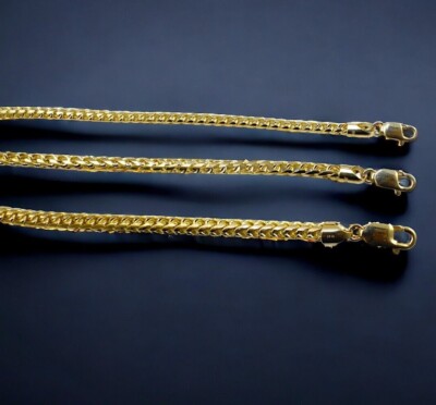 18K Yellow Gold SOLID Franco Round Box Chain Necklace Real Gold 2mm-5mm  16