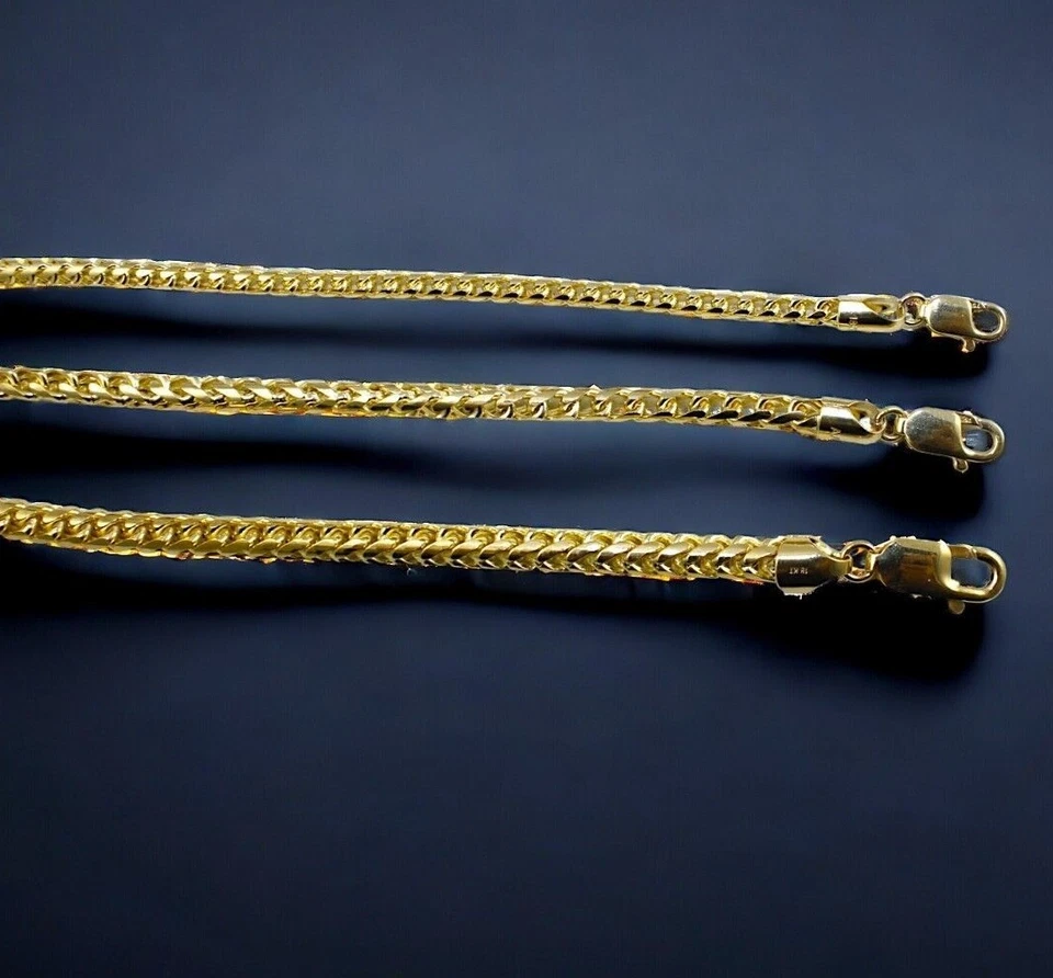 Collar Pulsera Cadena Oro Amarillo 18K SÓLIDO Franco Caja Redonda 2mm-5mm 7"-30"