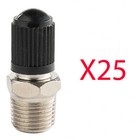 LOT OF 25 pcs Schrader Tire Valve 1/8" Male NPT Chrome Body Plastic Cap HVAC AIR