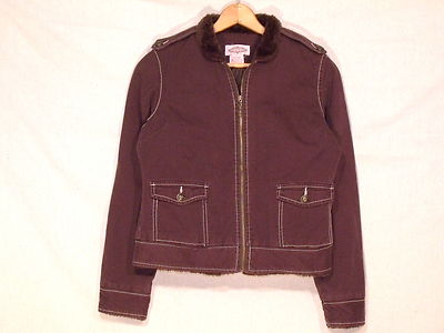 Oliver full zip insulated distressed mocha cotton jacket / Large / norm use /s55