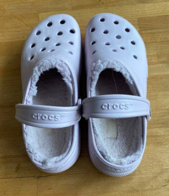 Crocs Fleece Lined Clog Slip On Shoes Size M5 W7 Light Dusty Pink