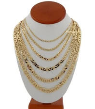 Men's Mariner Anchor link Chain 14k Gold Plated 3mm to 9mm 20 - 30 inch Necklace