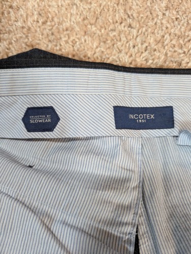 Incotex Wool Pants Men’s Size 32x30 Super 100s Slowear Dress Gray Plaid *Flaw* - Picture 10 of 16