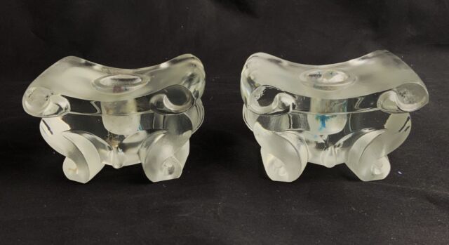 Pair vintage Imperial glass Cathay pillow candle holders Virginia Evans Asian