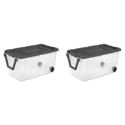 Sterilite 160 Qt. Wheeled Storage Box Plastic Adult, Flat Gray, Set of 2