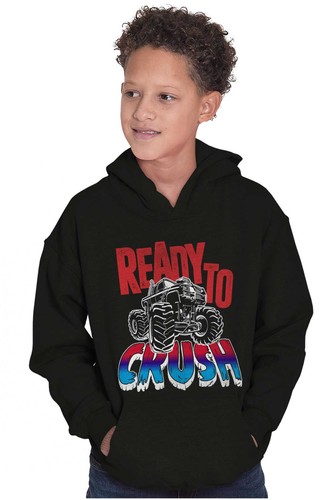 Cool Ready To Crush Monster Truck Kids Hoodie Sweatshirt Boys - Picture 6 of 8