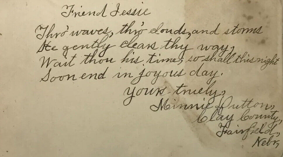 Antique Victorian Scrapbook Album Signed Die Cuts Grand Island NE