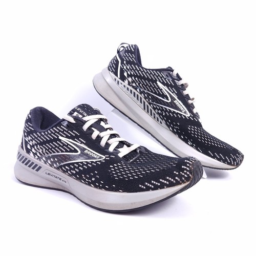Brooks Levitate GTS 5 Damengröße 9,5 B unterstützende Laufschuhe schwarz grau weiß