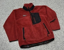 Vintage Fat Face Ski Snowboard Fleece Sherpa 1/4 Zip Jacket Red Black Adult sz M