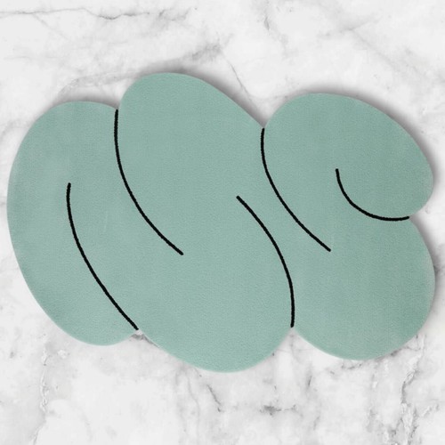 Mint Green Curved Geometric Design Area Rug suitable for living rooms,dining,Hal - Photo 3/6