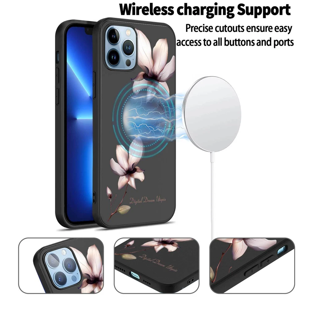 Phone Case For Apple iPhone 14 Pro Max 13 12 15 Flower Lace Protective TPU Cover