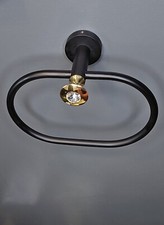 Designer Towel Ring-Crystal Diamond/Matte Black  Polished Gold- Handcrafted