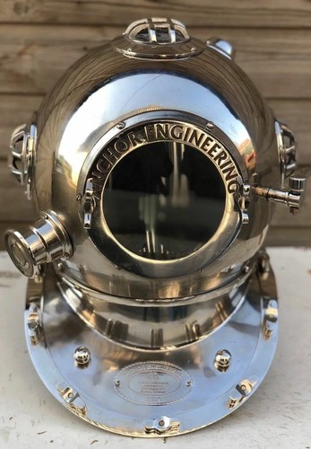 Ancre Ingénierie Chrome Plaqué Mark V Foncé Mer Divers Casque 45.7cm - Picture 3 of 4