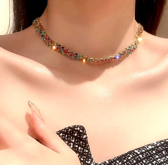 Diva Edgy COLORIDO Diamantes de Imitación Gargantilla Betsey Johnson HIP HOP Collar Club Nocturno Foto 2 de 4