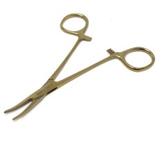 MOSQUITO LOCKING HEMOSTAT FORCEPS 5" Curved SURGICAL INSTRUMENTS Full Gold 