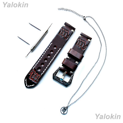 Scorpio Zodiac Set Brown 22mm Embossed Leather Band Watch Kit and 25'' Pendant
