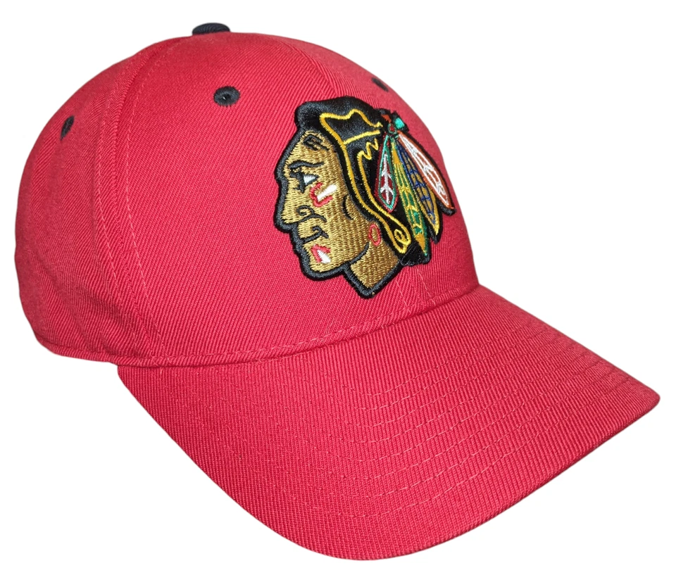 Zephyr CHICAGO BLACKHAWKS Fitted Hat Baseball Cap NHL Size 7 1/2 Red Wool Acryli - Image 4 of 4
