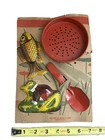 Nice Ohio Art Co Tin Sand Toy Set Fish Frog Sifter Shovel On Original Packaging