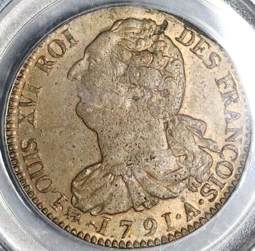 1791-A PCGS MS 64 France 2 Sols Louis XVI Constitution Paris POP 4/0 (23122301C)