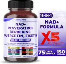 NAD+ Boosting Supplement 9000 Mg NR with Resveratrol Quercetin Milk Thistle -