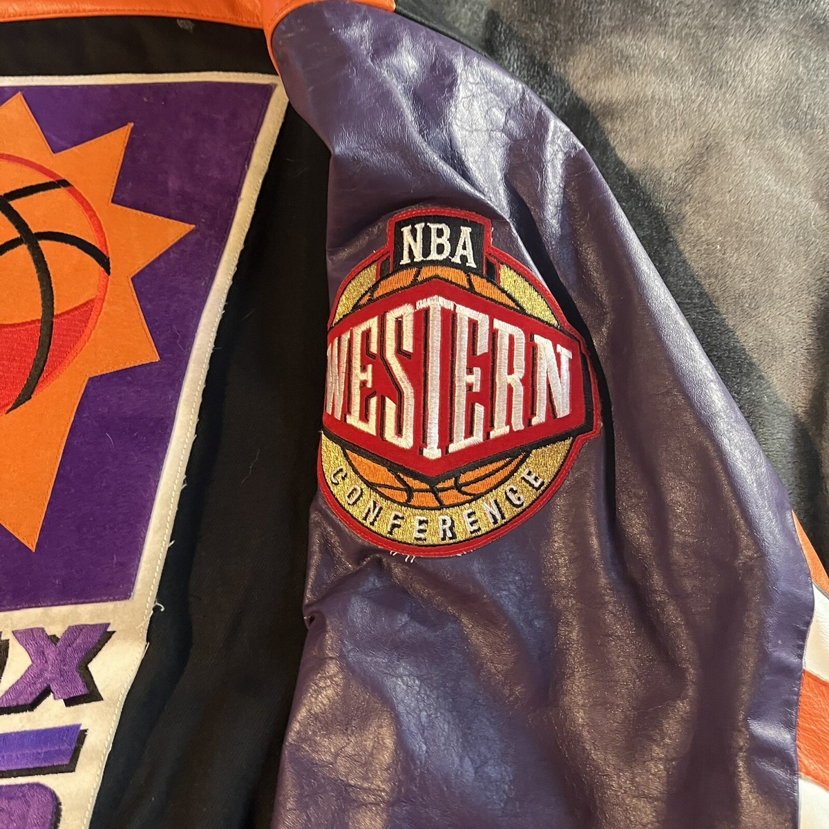 NBA Phoenix Suns Jeff Hamilton Leather Big Logo Jacket Mens