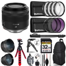 Canon RF 24mm Macro IS STM Lens - 3 Lens Kit Tripod Backpack - 32GB Kit