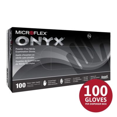 Microflex Onyx N64 Disposable Nitrile Glove, Large, Black, 100/Box