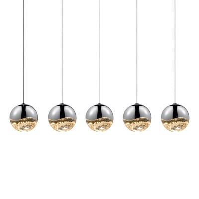 Sonneman Grapes 5 Light Rectangle Large LED Pendant, Chrome - 2921-01-LRG