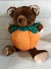 Halloween Plush Bear Orange Pumpkin JOL Fabri Centers of America Toy Vtg 1992