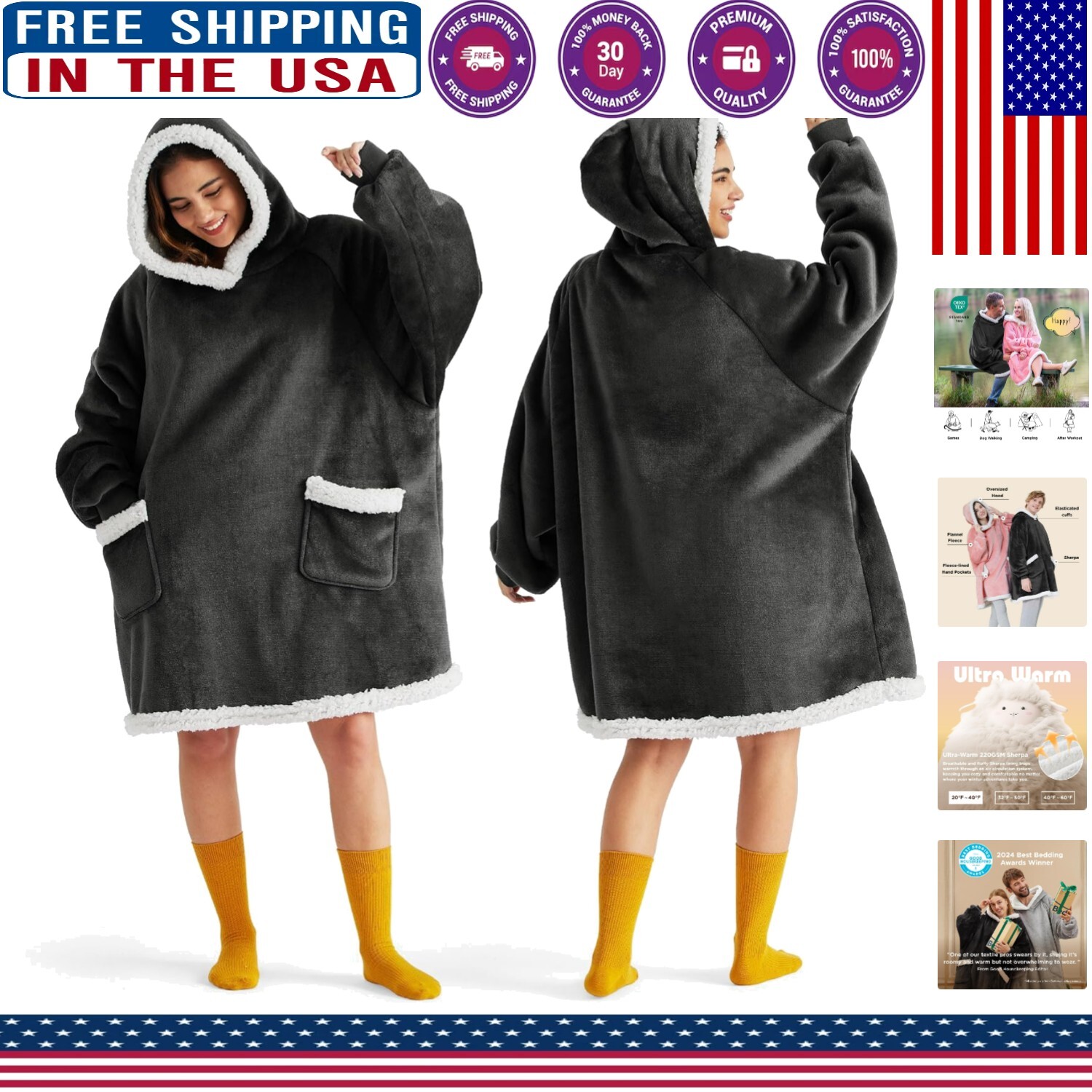 Cozy Wearable Blanket Hoodie for Men and Women - Ideal Winter Gift