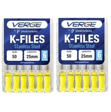 2X Size 50 25mm Endo K-Files, Endodontic Dental K Files (Stainless Steel)
