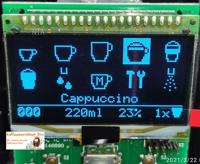 Ersatz Display Modul für Nivona Display EF691 EF 0069348 NICR 83x/84x/85x - Blau