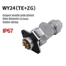 WY24 TE+ZG 2/19Pin IP67Straight clamping jaw fastening plug 2-hole flange socket