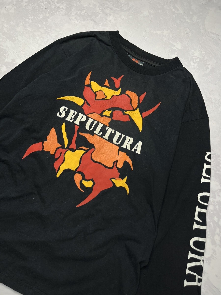 Vintage 90s Sepultura Chaos AD Shirt Metal Rock Long Sleeve Vintage 90s Sepultura Chaos AD Shirt Metal Rock Long Sleeve